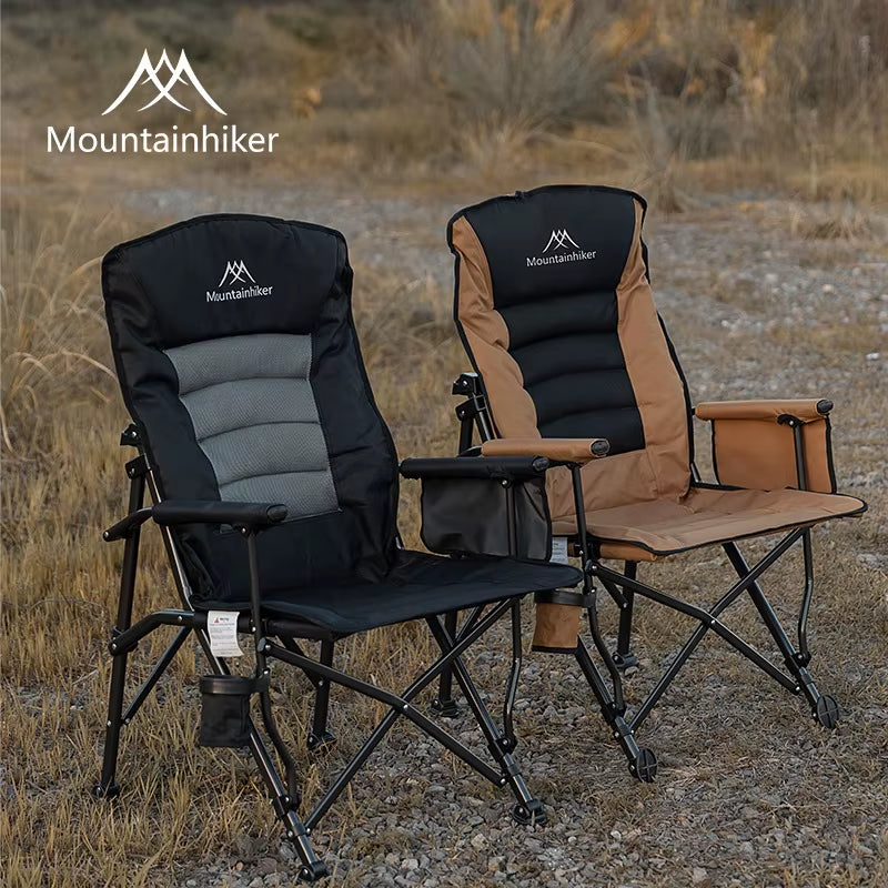 Portable Folding Chair Outdoor Camping Comfortable High Back Padded Armrest Leisure OK Chair for Fishing Garden Beach