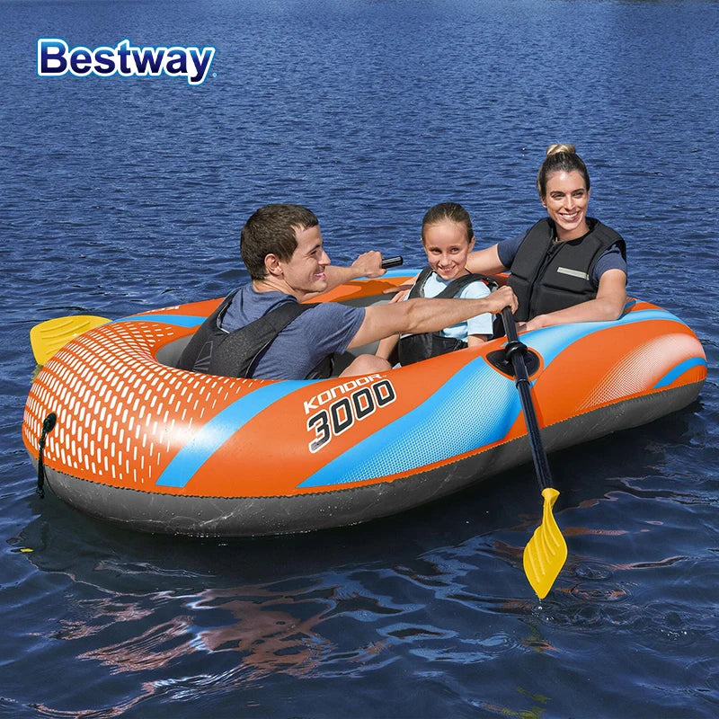 61136/61140/61142/61146 1-3 Person Heavy Duty Inflatable Kayak - Long Lasting PVC Rafting Adventure Boat for Thrilling