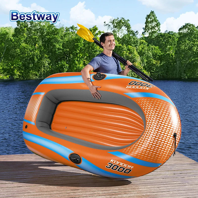 61136/61140/61142/61146 1-3 Person Heavy Duty Inflatable Kayak - Long Lasting PVC Rafting Adventure Boat for Thrilling
