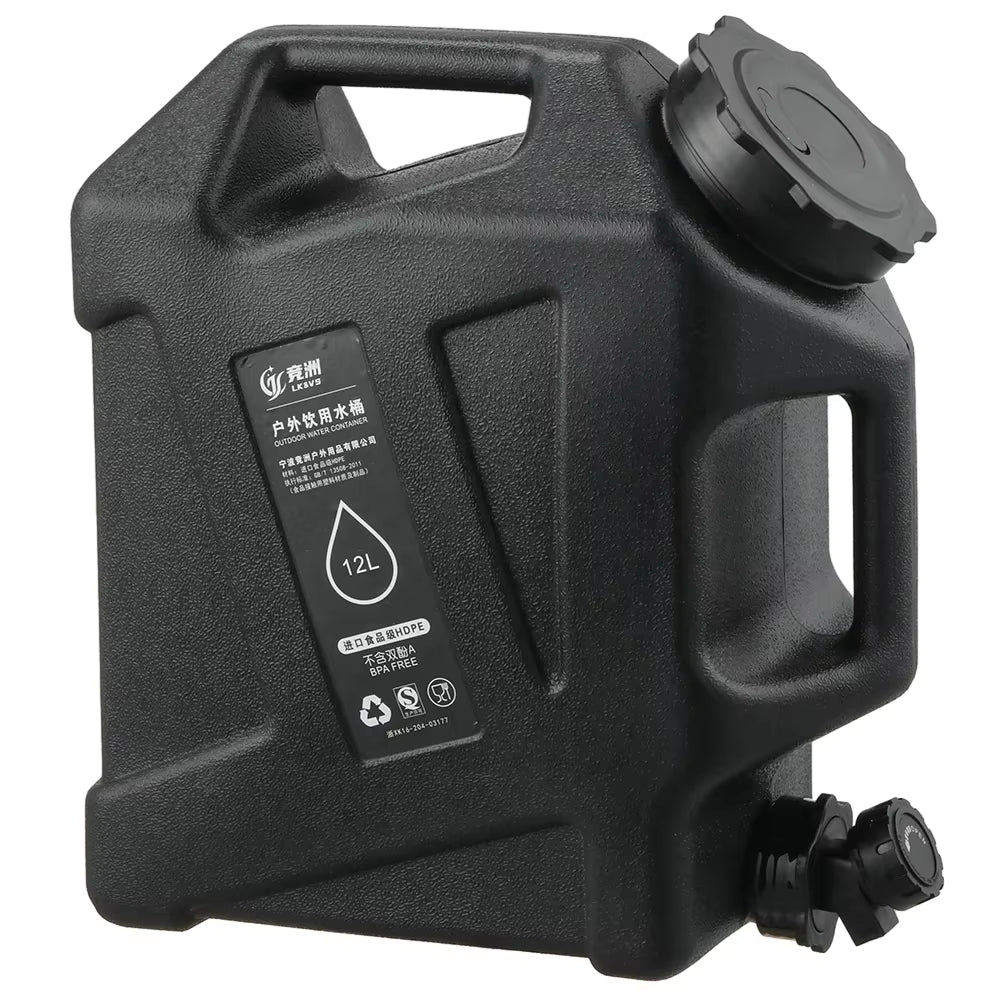 12L Camping Water Container Outdoor Water Bucket Large Capacity Portable Water Bag Detachable Faucet Picnic Drive Water Tank