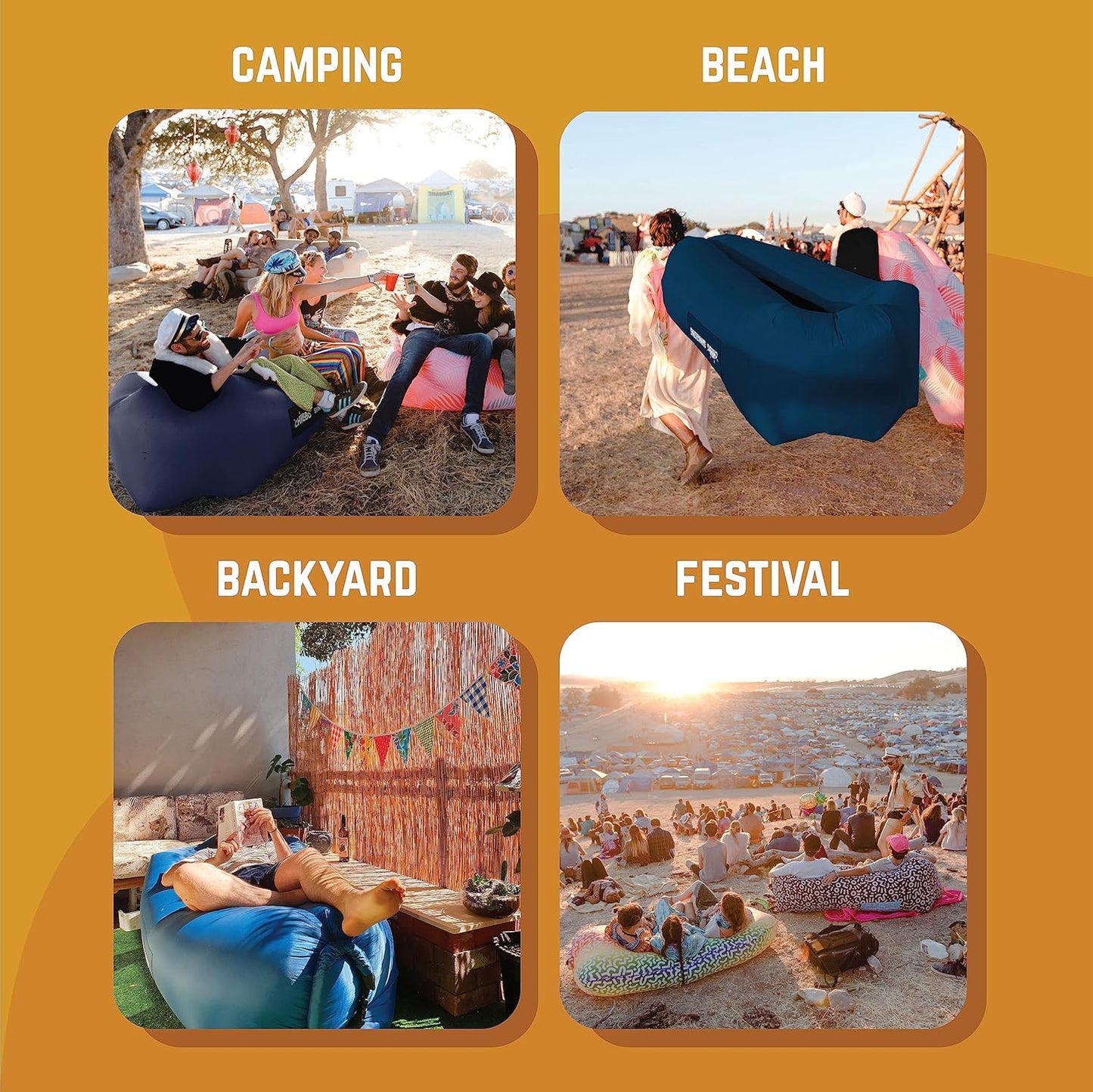 Shwaggins Inflatable Couch – Cool Inflatable Chair Easy Setup Is Perfect for Hiking Gear, Beach Chair and Music Festivals. (Royal Blue)