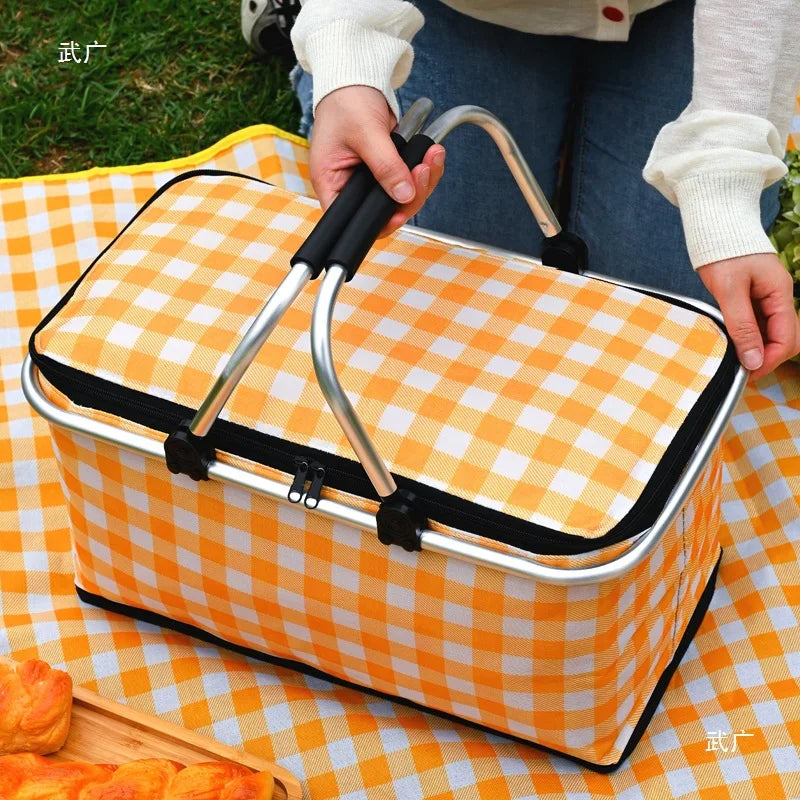 Large Capacity 30L Camping Picnic Basket Aluminum Foilfolding Insulated Portable Outdoor Food Storage Bag Cooler Foldable Bags