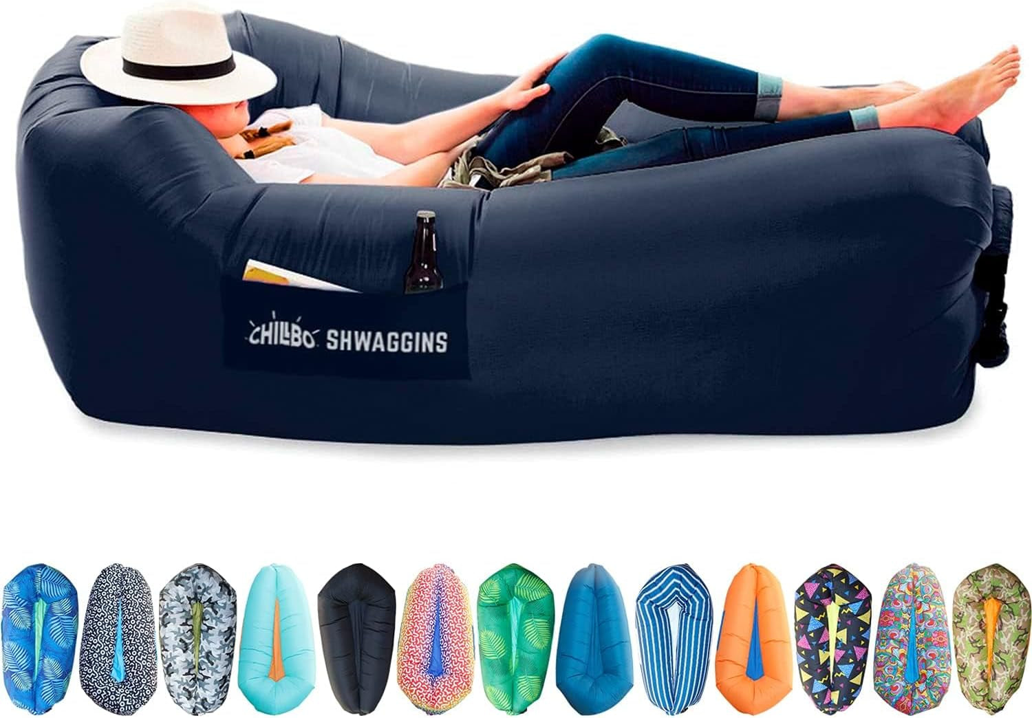 Shwaggins Inflatable Couch – Cool Inflatable Chair Easy Setup Is Perfect for Hiking Gear, Beach Chair and Music Festivals. (Royal Blue)