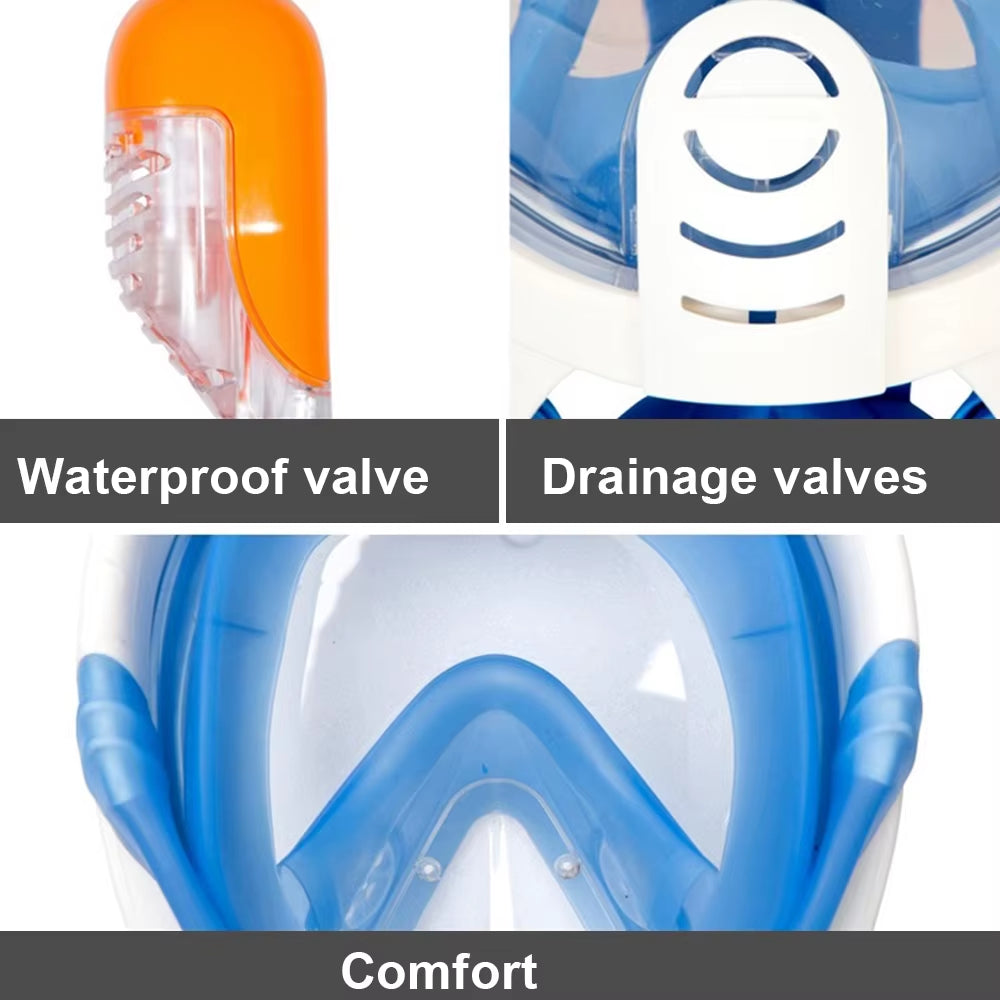 Underwater Scuba anti Fog Full Face Diving Mask Snorkeling Respiratory Masks Safe Waterproof Swimming Equipment for Adult Kids