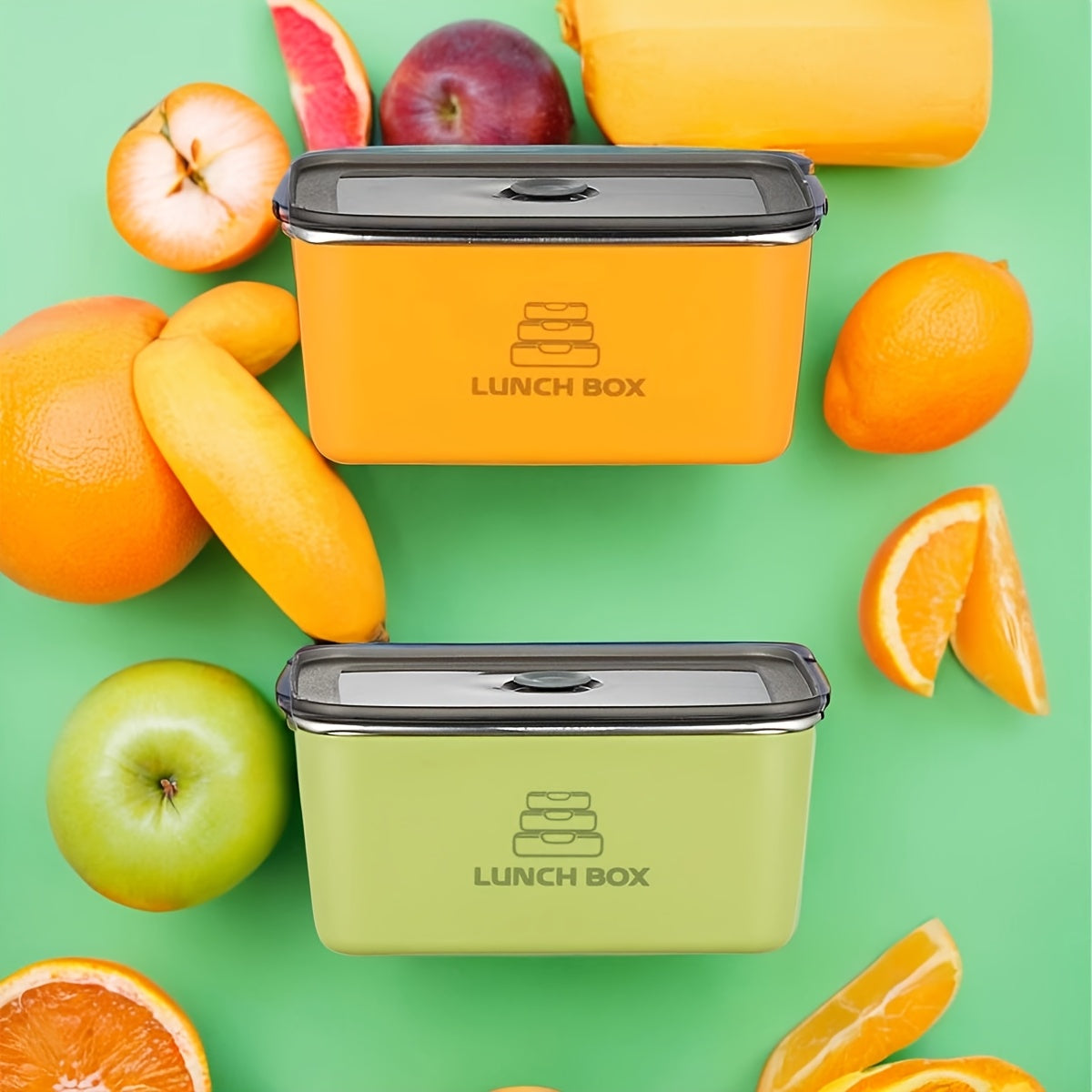 304 Stainless Steel Storage Containers with Clip-On Lids