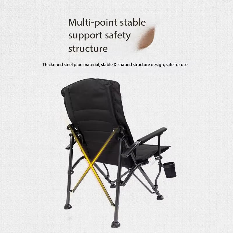 Portable Folding Chair Outdoor Camping Comfortable High Back Padded Armrest Leisure OK Chair for Fishing Garden Beach