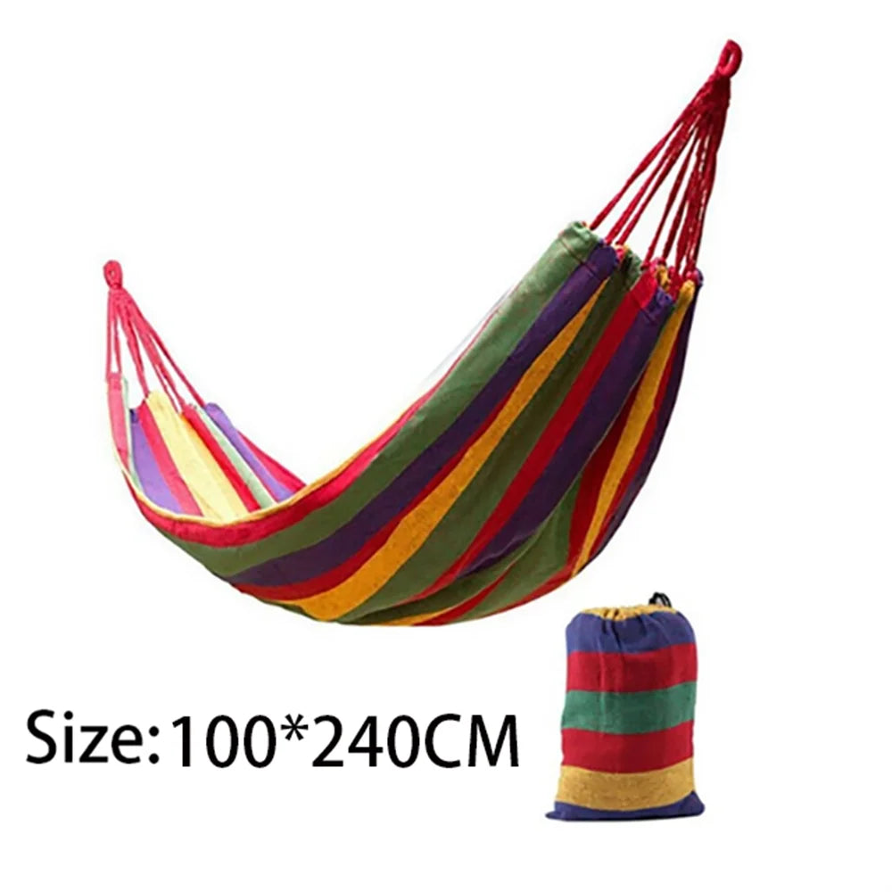 Double Hammock 2 Person Canvas Cotton Hammock with Tree Straps for Patio Garden Backyard Outdoor and Indoor (Red, Blue)