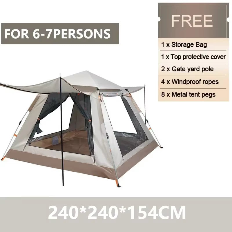 Goture 6-7Person Waterproof Automatic Tent 240*240*150Cm Double Layer Camping Tent Outdoor Dome Camping Family Tent Couple Tents