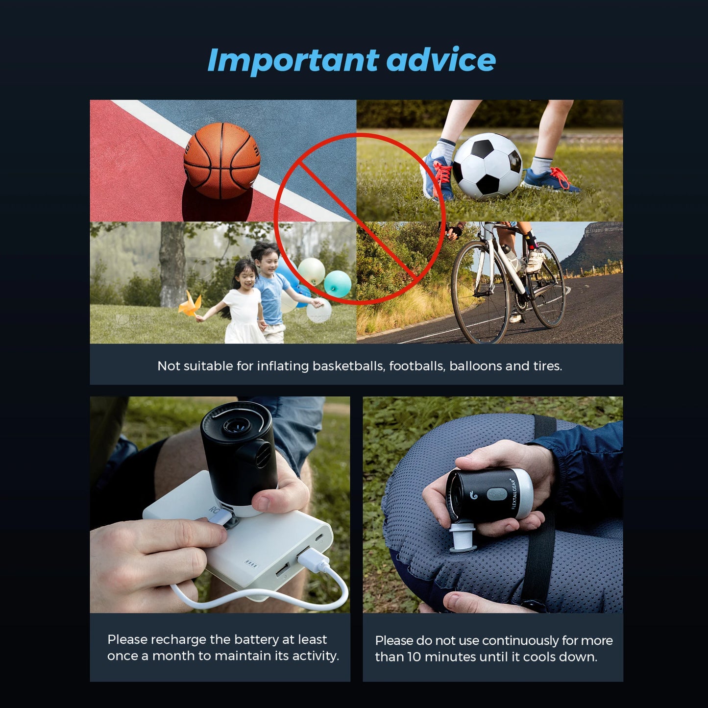 FLEXTAIL Portable Air Pump, Electric Inflator with Camping Light and EPS Function, Ideal for Sleeping Pads, Air Bed, Vacuum Bags