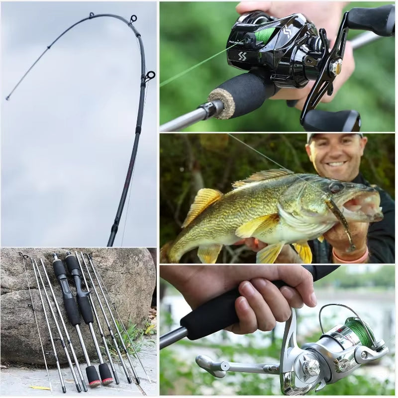 5 Section Spinning Casting Fishing Rod 1.8M Ultralight Weight Carbon Fiber Poles for Travel Freshwater Fishing Pesca
