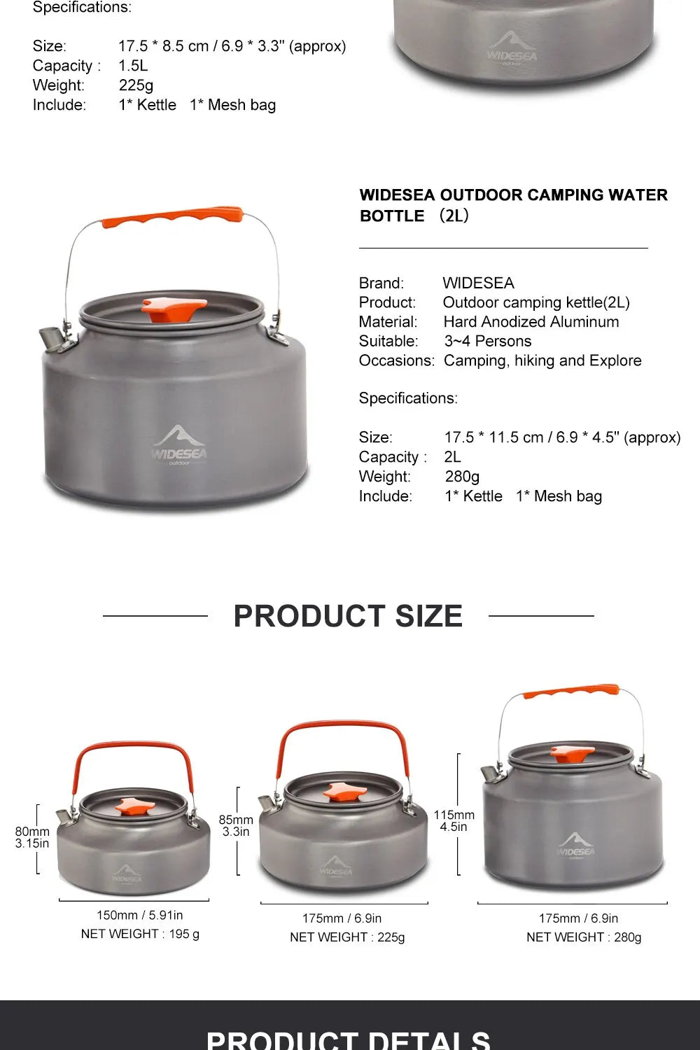 Camping Water Kettle, Outdoor Coffee Picnic Set