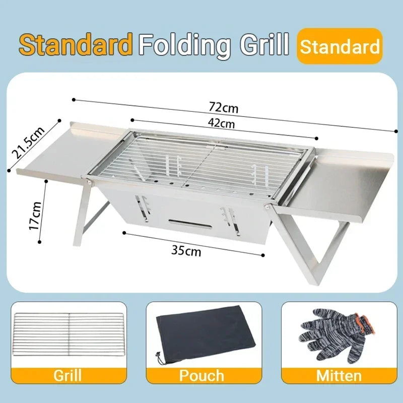 Stainless Steel Super Portable Charcoal Folding Stove - perfect for picnics!