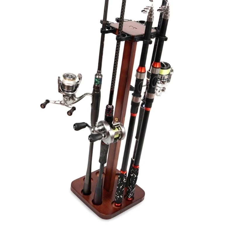 Vertical Fishing Rod Storage Holder Fishing Gear Equipment Organizers Fishing Rod Rack Floor Stand Wood Fishing Rod Rack