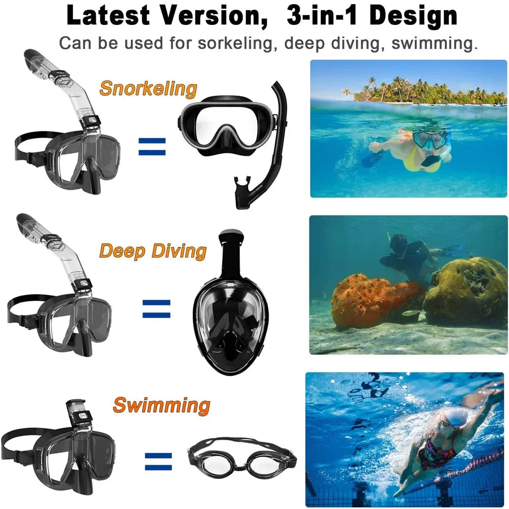Underwater Snorkeling Half Face Face Children Swimming Mask Set Scuba Diving Respirator Masks anti Fog Safe Breathing for Adult