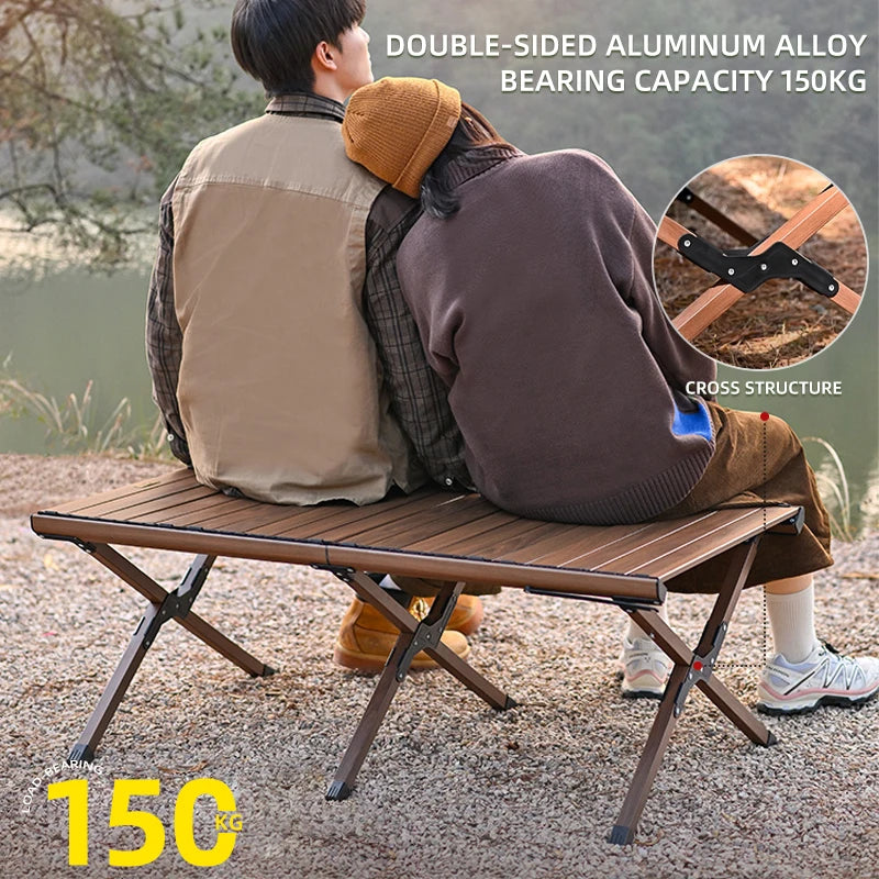 Outdoor Camping Folding Multifunctional IGT Wood Table Gas Stove Portable Lightweight Camp BBQ Grill Table Picnic Table