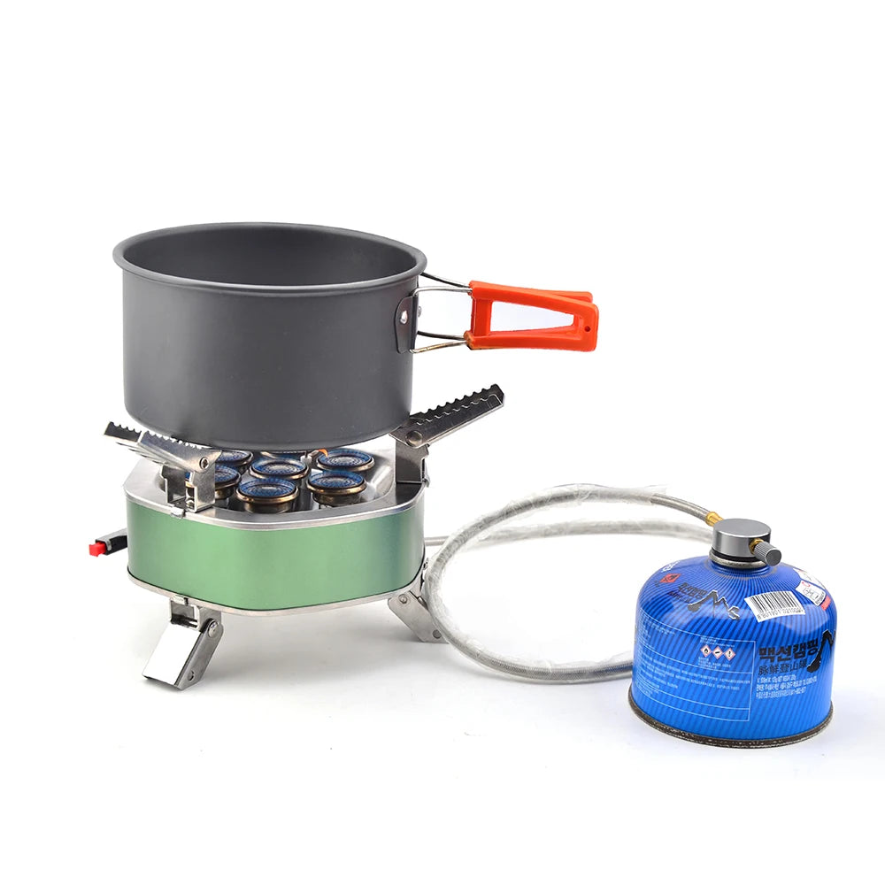 High Firepower Portable Outdoor Stove Camping Gas Stove Folding Head Burner Strong Fire Stove with Storage Bag for Hiking