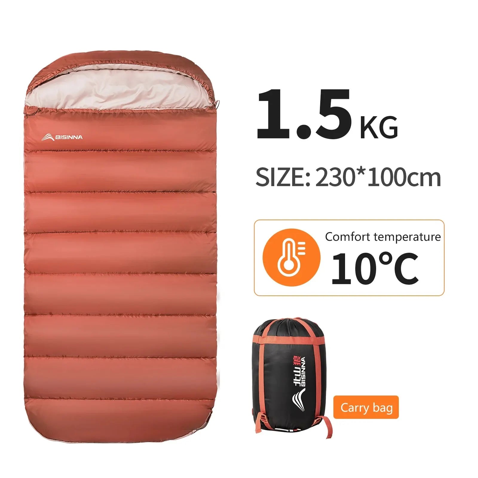 Large Camping Sleeping Bag, Lightweight.  Extra Width & Length for a Comfy Night Sleep