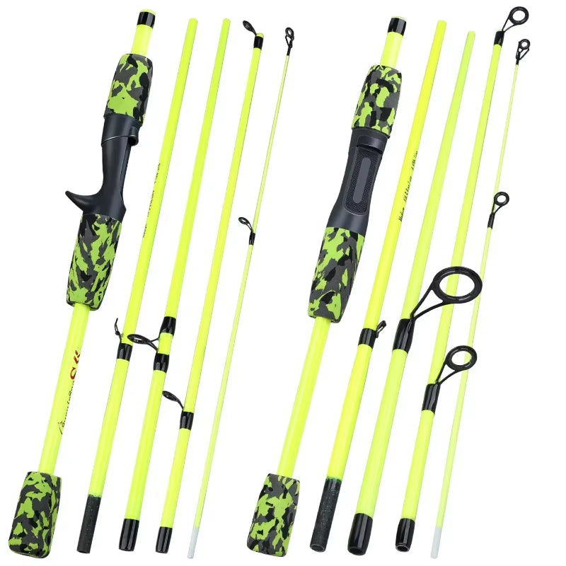 5 Section Spinning Casting Fishing Rod 1.8M Ultralight Weight Carbon Fiber Poles for Travel Freshwater Fishing Pesca