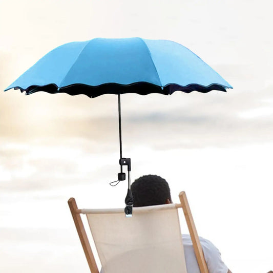 Beach Umbrella with Adjustable Clamp Multiuse Wear Resistant Rainproof Clip Umbrella for Pool Backyard Terrace Garden Lawn