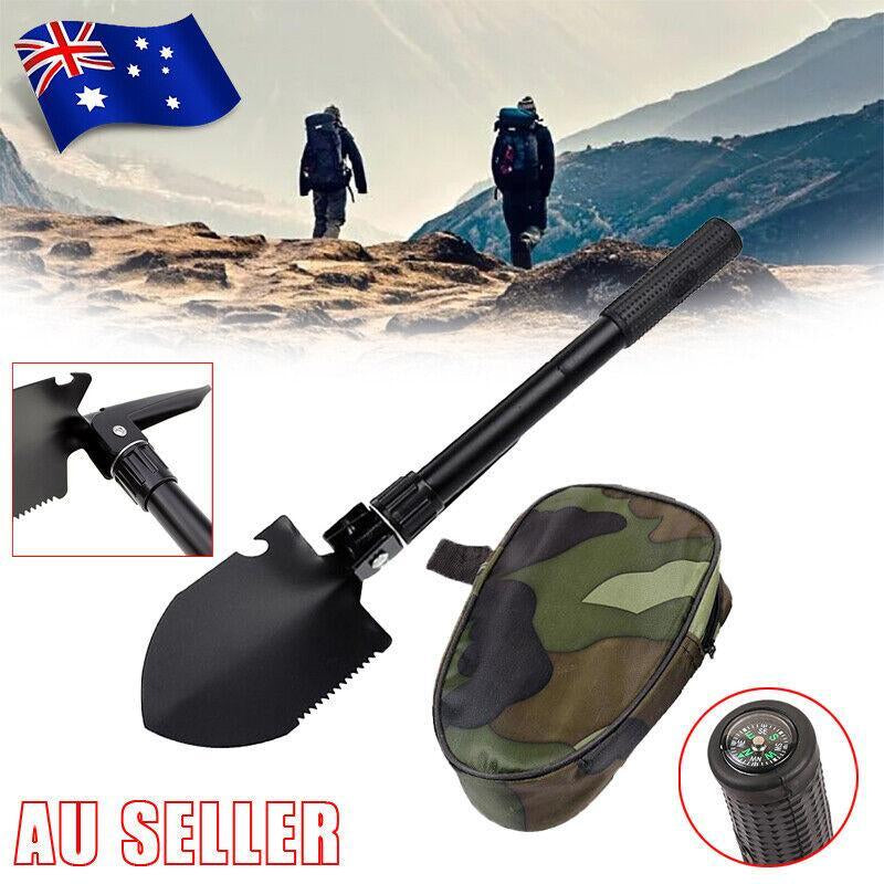 Outdoor Survival Foldable Shovel Spade Garden Camping Hiking Camp Compass AU
