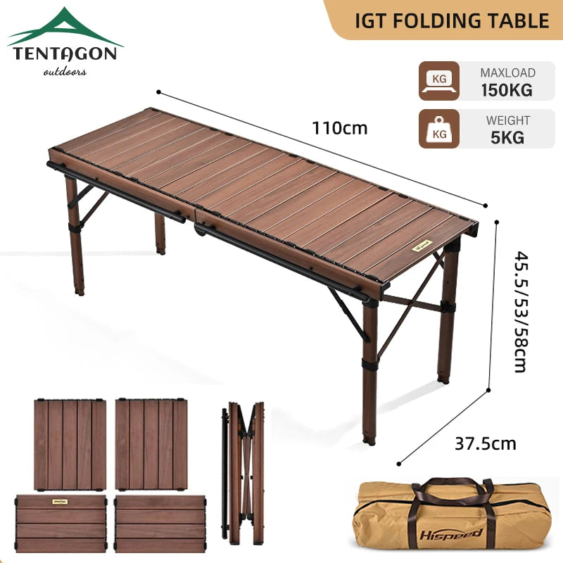 110Cm Extended IGT Table Lightweight Folding Multifunctional Aluminium Alloy Roll Table Adjustable Leg Desktop Burner Bbq Table