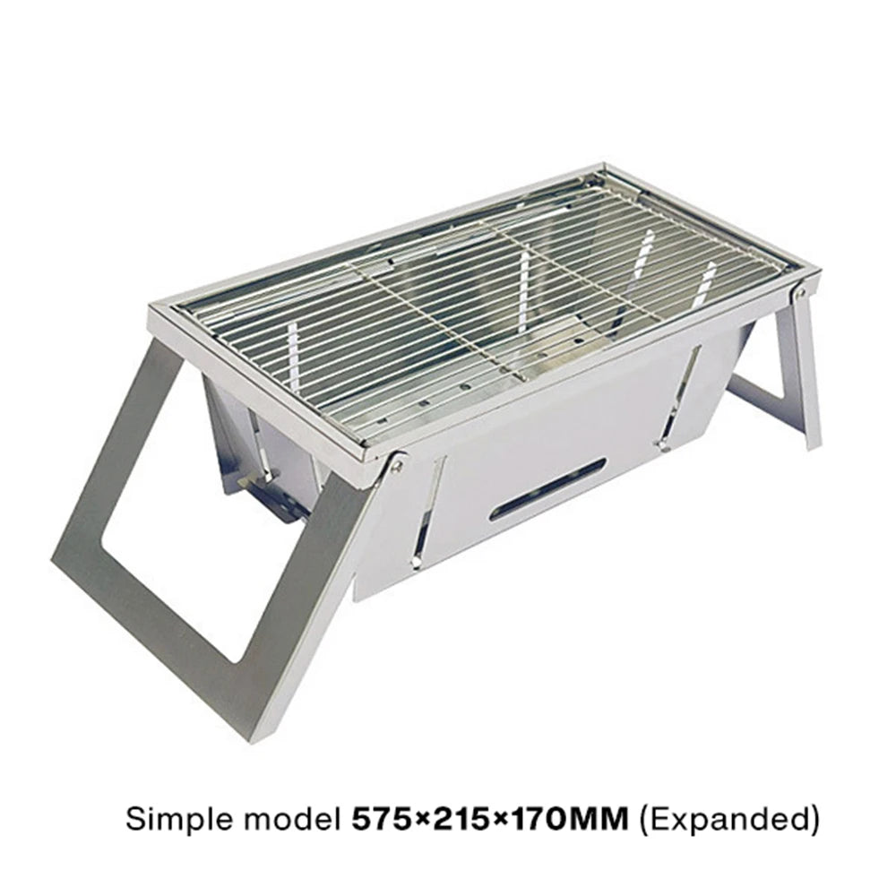 Stainless Steel Folding Barbecue Grill for Home and Outdoor Charcoal Kebabs Smokeless Portable Collapsible Barbecue