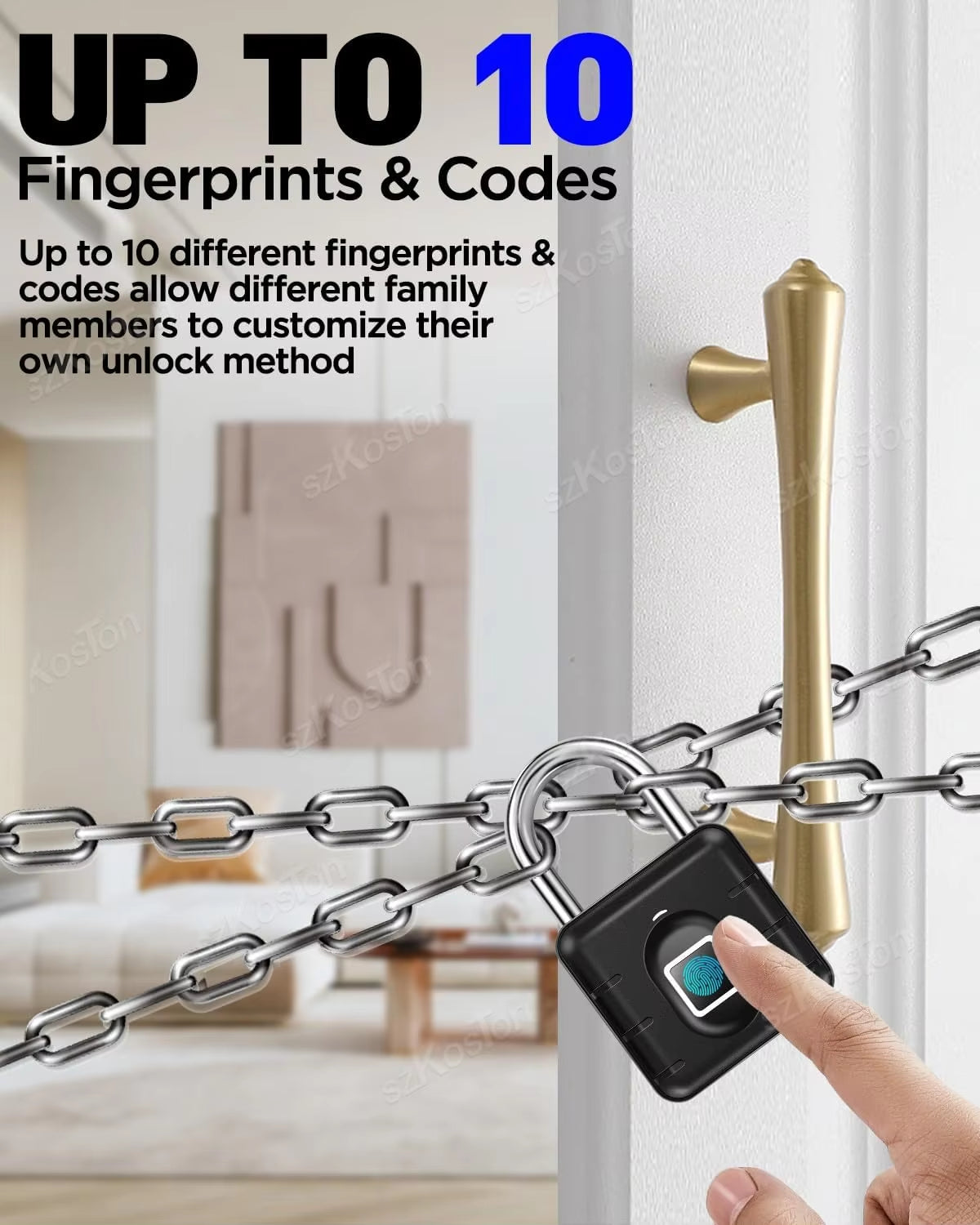 Waterproof Smart Fingerprint Padlock Locker Dormitory Anti-Theft Padlock Keyless Security Protect Electronic Unlock for Luggage