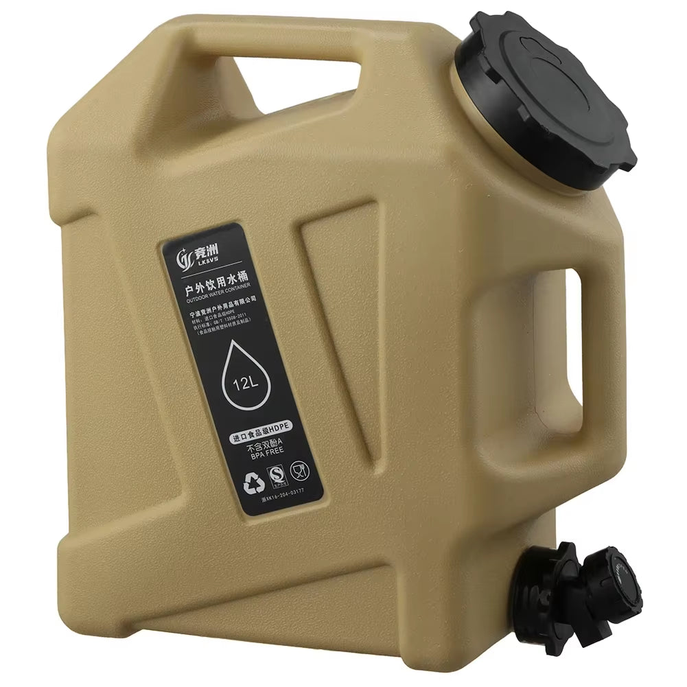 12L Camping Water Container Outdoor Water Bucket Large Capacity Portable Water Bag Detachable Faucet Picnic Drive Water Tank