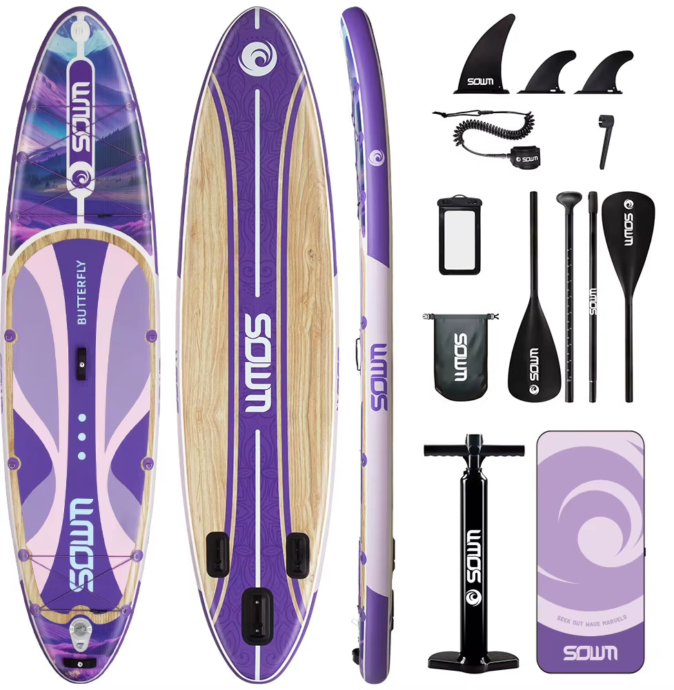 SOWM SUB Waterproof Inflatable Paddle Board 11''X34''X6''Adult Standing Style Aquatic Yoga Fishing with Accessories SUP Сапборд