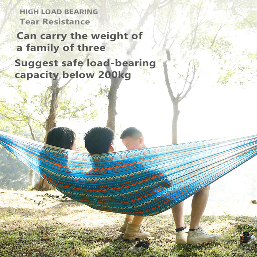 Portable Outdoor Garden Hammocks Quick Open Parachute Cloth Double Travel Camping Sleeping Hanging Hammock Swing Nature Hike