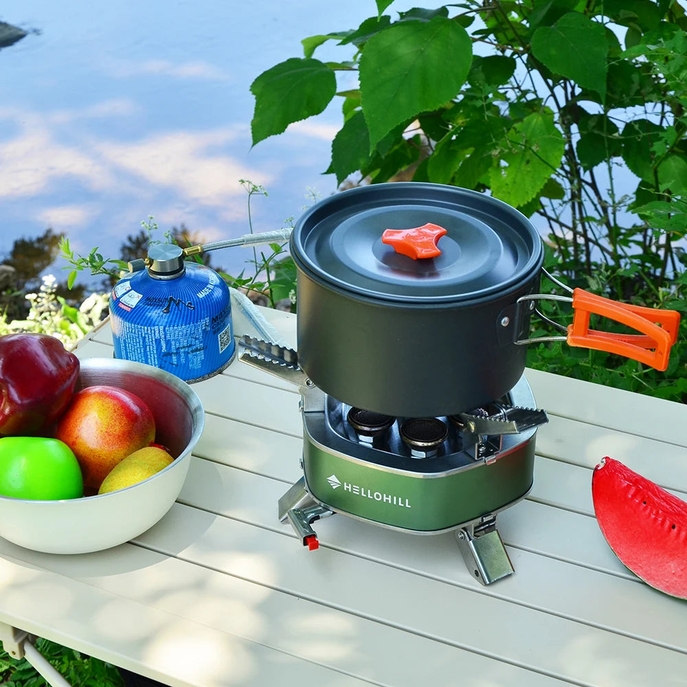 High Firepower Portable Outdoor Stove Camping Gas Stove Folding Head Burner Strong Fire Stove with Storage Bag for Hiking