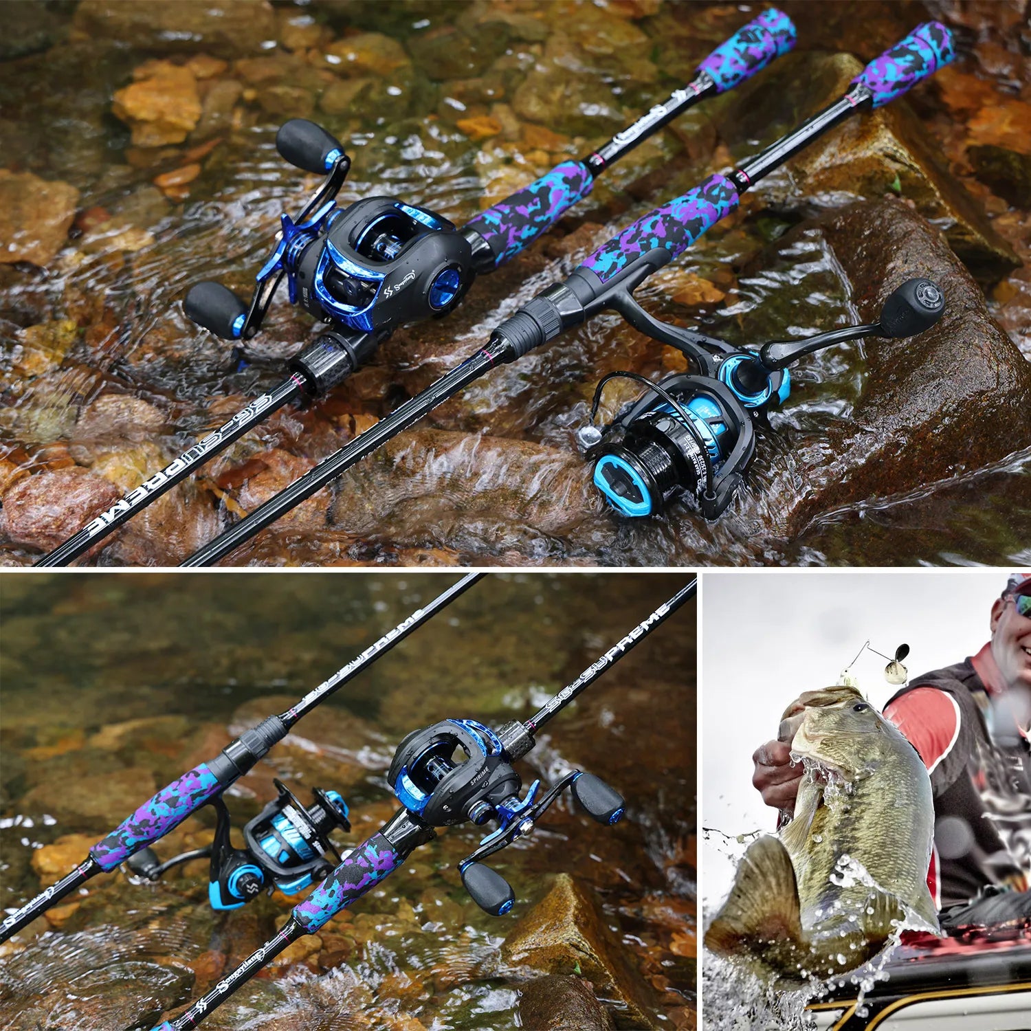 Fishing Rod Medium 2 Sections Graphite Composite Blank Spinning & Casting Rod Camouflage EVA Grip Fishing Pole