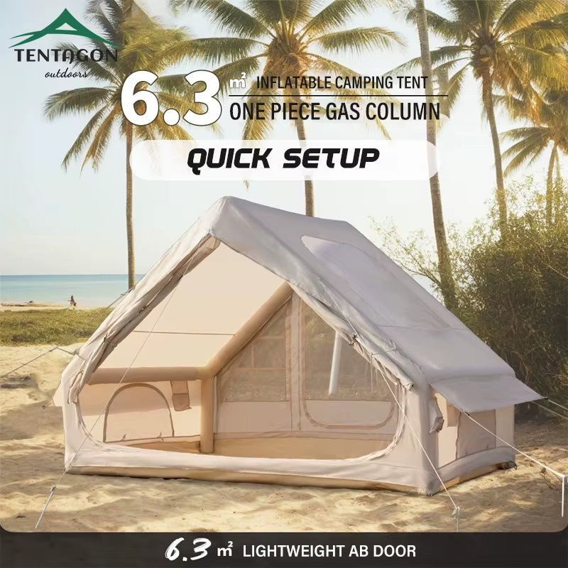 Outdoor Inflatable Tent Quick Setup Camping Tent 3/4P Overnight Rainproof Thickeneded Picnic Large Thickeneded Cabin Family