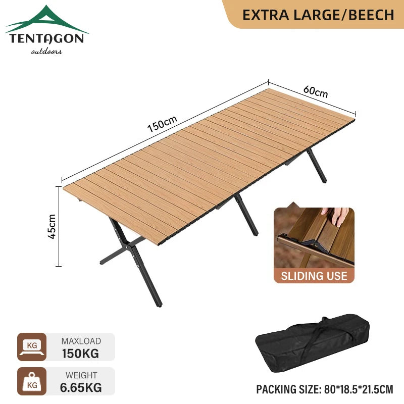 Outdoor Camping Folding Multifunctional IGT Wood Table Gas Stove Portable Lightweight Camp BBQ Grill Table Picnic Table