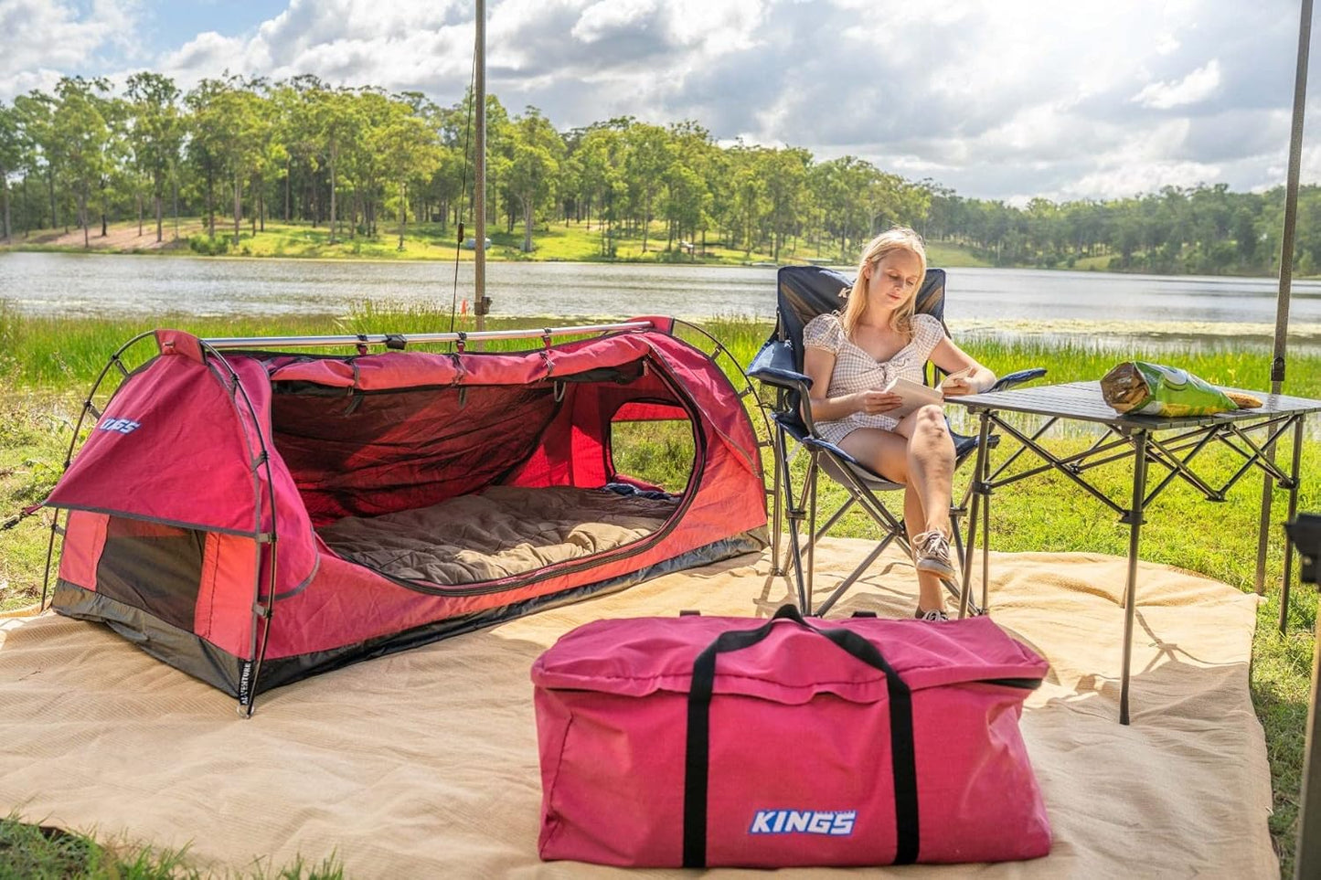 Pink Deluxe Single Swag with Canvas Bag