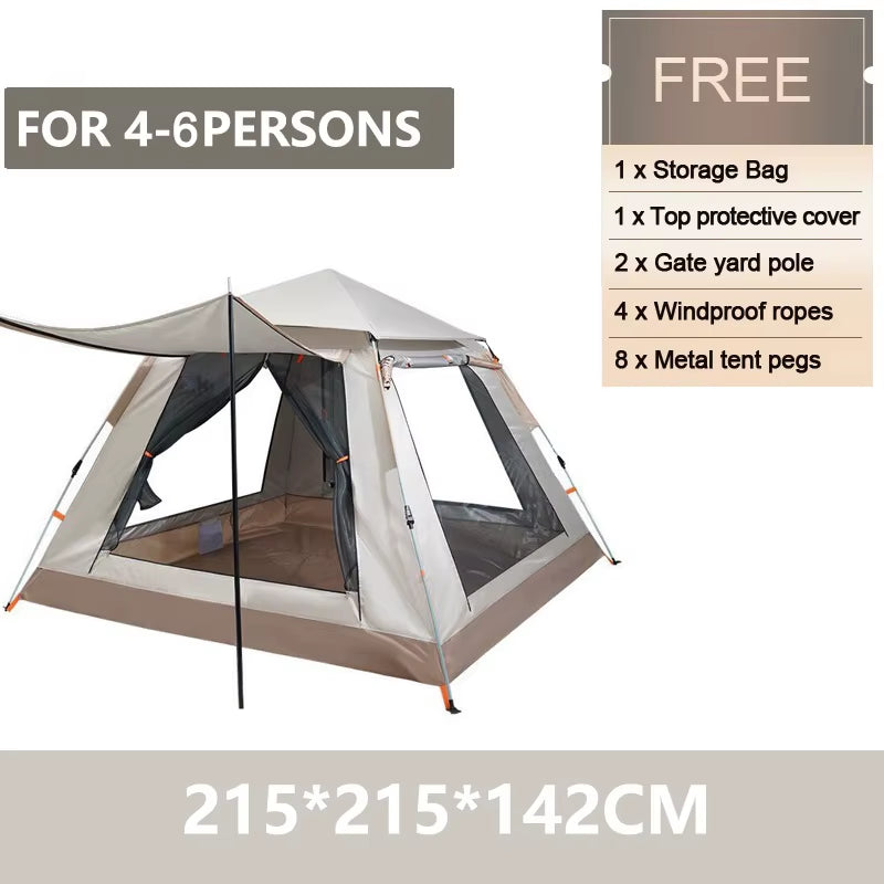 Goture 6-7Person Waterproof Automatic Tent 240*240*150Cm Double Layer Camping Tent Outdoor Dome Camping Family Tent Couple Tents