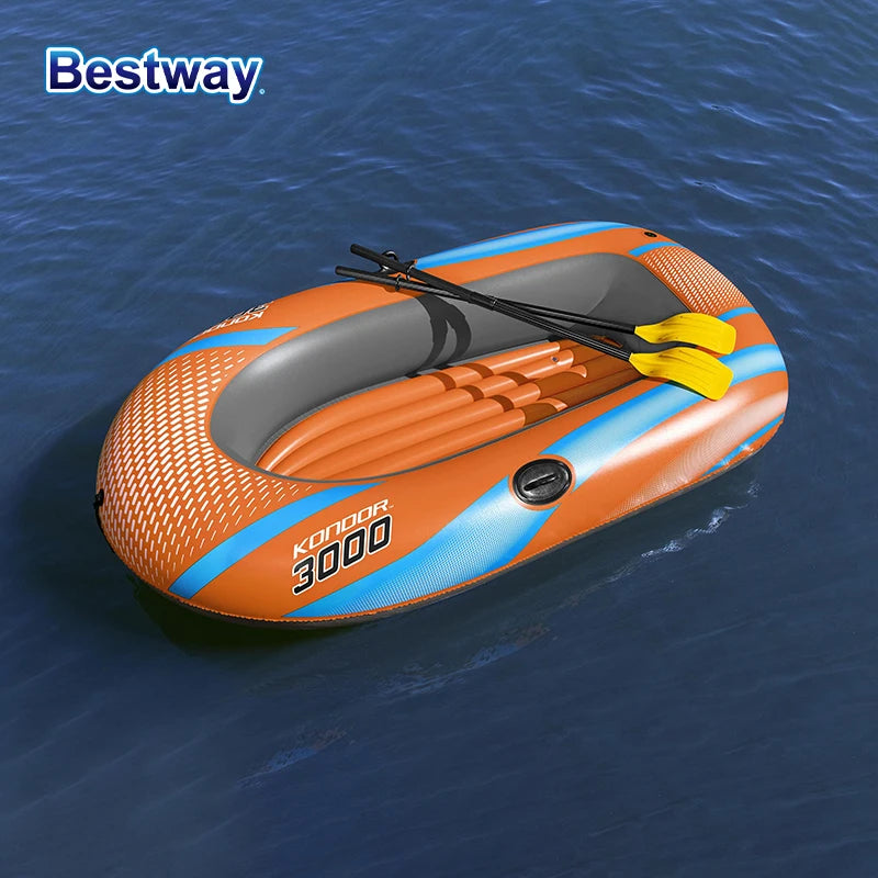 61136/61140/61142/61146 1-3 Person Heavy Duty Inflatable Kayak - Long Lasting PVC Rafting Adventure Boat for Thrilling