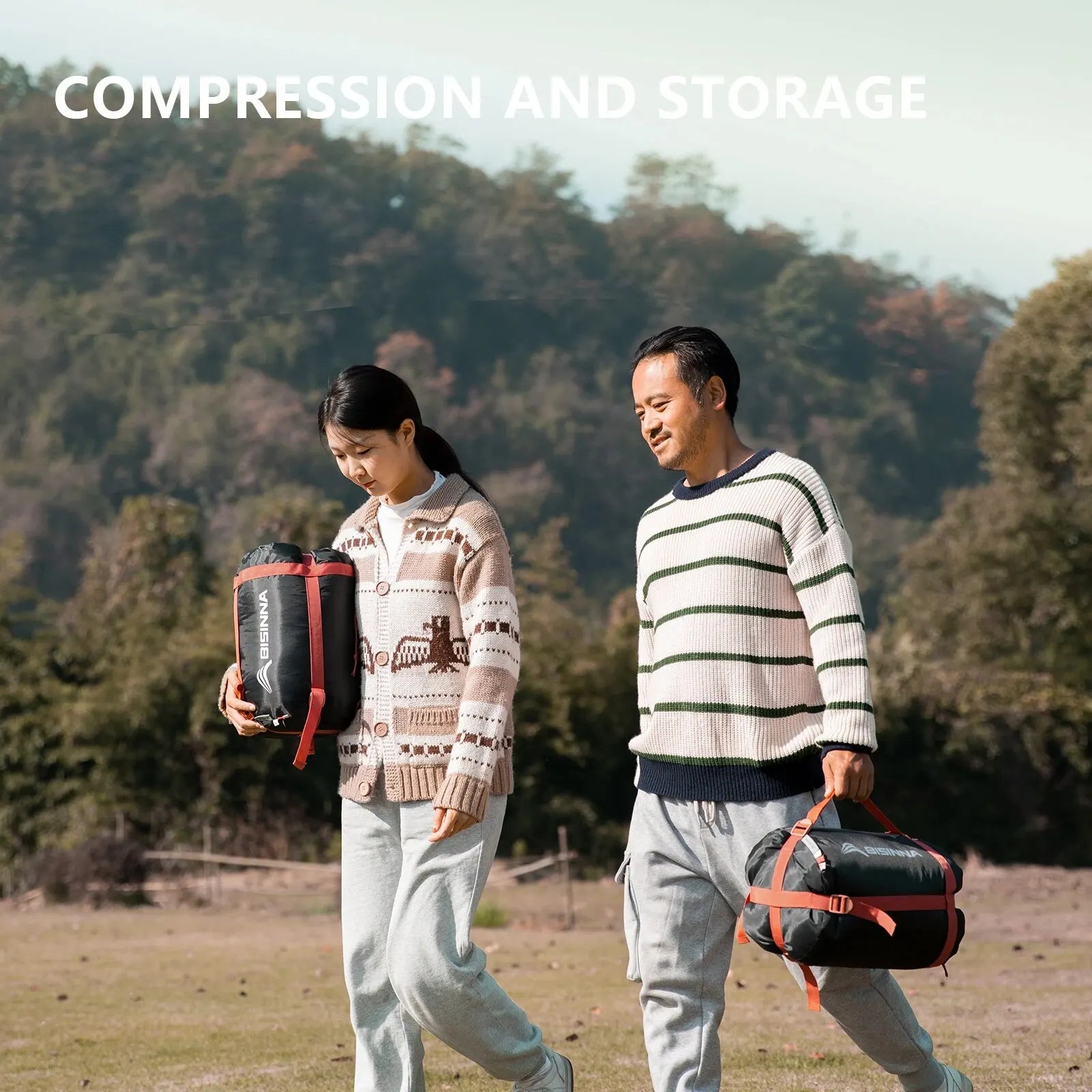 Large Camping Sleeping Bag, Lightweight.  Extra Width & Length for a Comfy Night Sleep