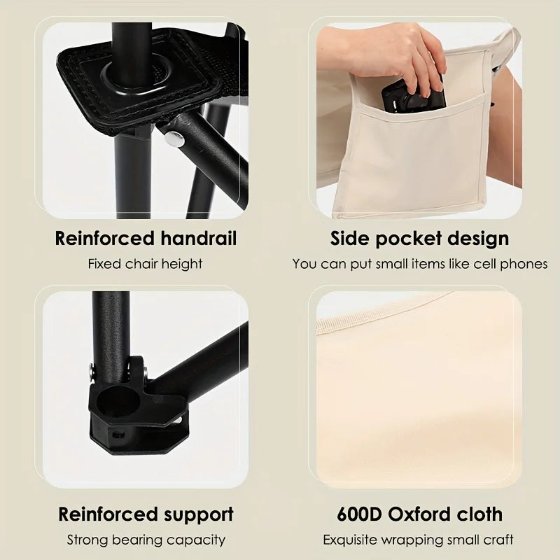 Oversized Camping Chair with Side Pocket Foldable Chair Oxford Cloth Chairs Portable Beach Picnic Fishing Chairs Outdoor Chair