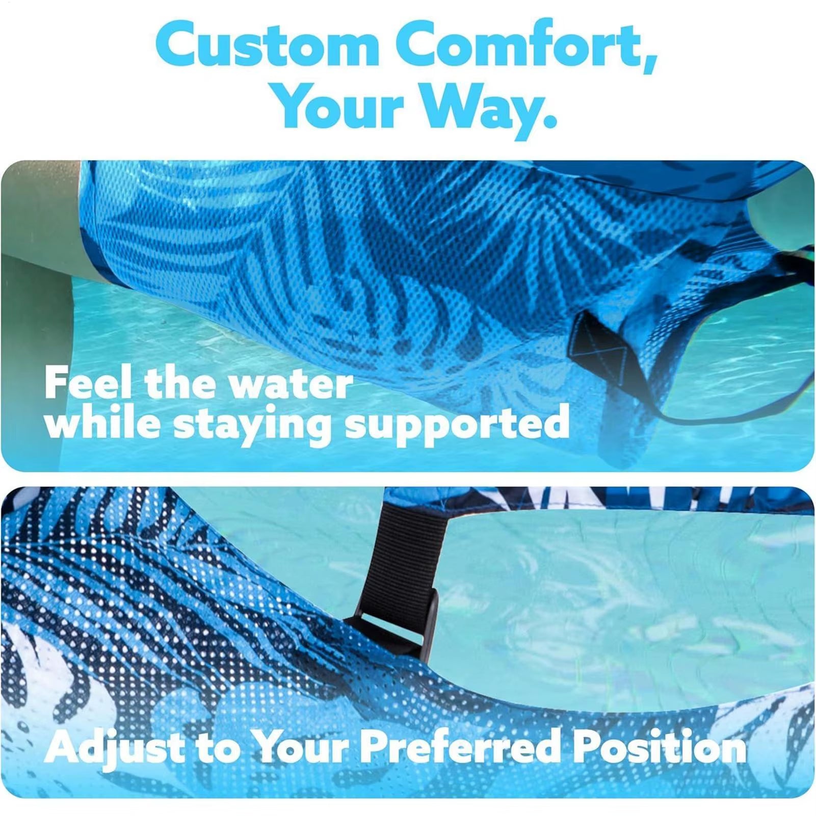 Inflatable Pool Hammock Chair Floating Water Lounge Bed Foldable Swimming Pool Recliner Heavy-Duty Pool Floats for Adults