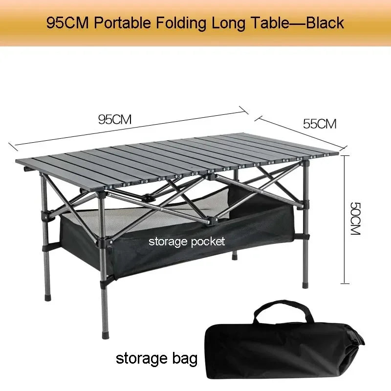 Outdoor Folding Long Table Tourist Portable Storage Egg Roll Table Camping Desk Barbecue Easy to Install Picnic Outdoor Tables