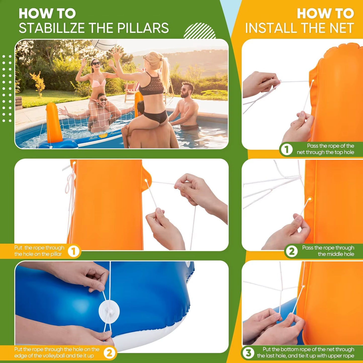 Adult Water Entertainment Inflatable Volleyball Stand-Inflatable Basketball Stand-Suitable for Summer Swimming Pool Water Event Party