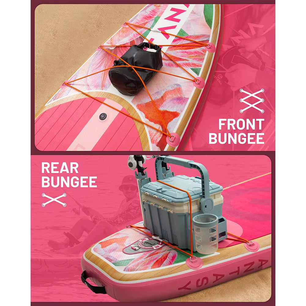 CETANA SUP Adult Waterproof Inflatable Paddle Board 11'6'X35'X6' Standing Style Aquatic with Fishing Accessories SUB PINK