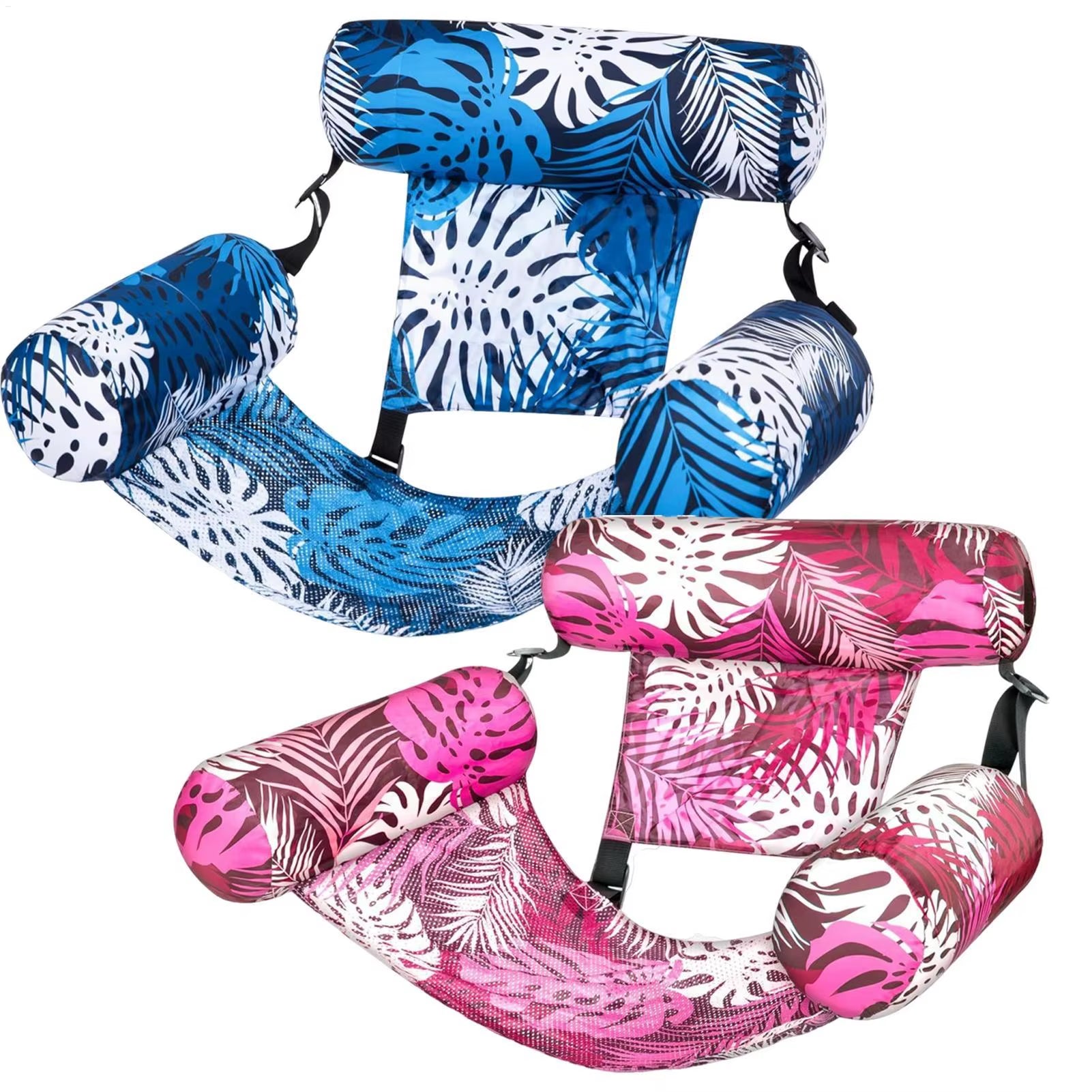 Inflatable Pool Hammock Chair Floating Water Lounge Bed Foldable Swimming Pool Recliner Heavy-Duty Pool Floats for Adults