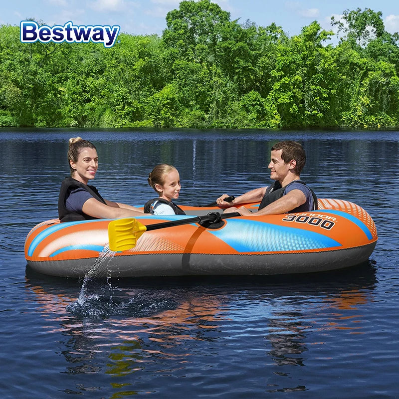 61136/61140/61142/61146 1-3 Person Heavy Duty Inflatable Kayak - Long Lasting PVC Rafting Adventure Boat for Thrilling