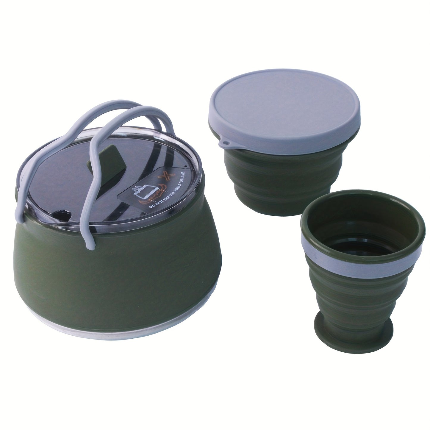 3pcs Modern Silicone Polymer Collapsible Water Kettle Set - foldable