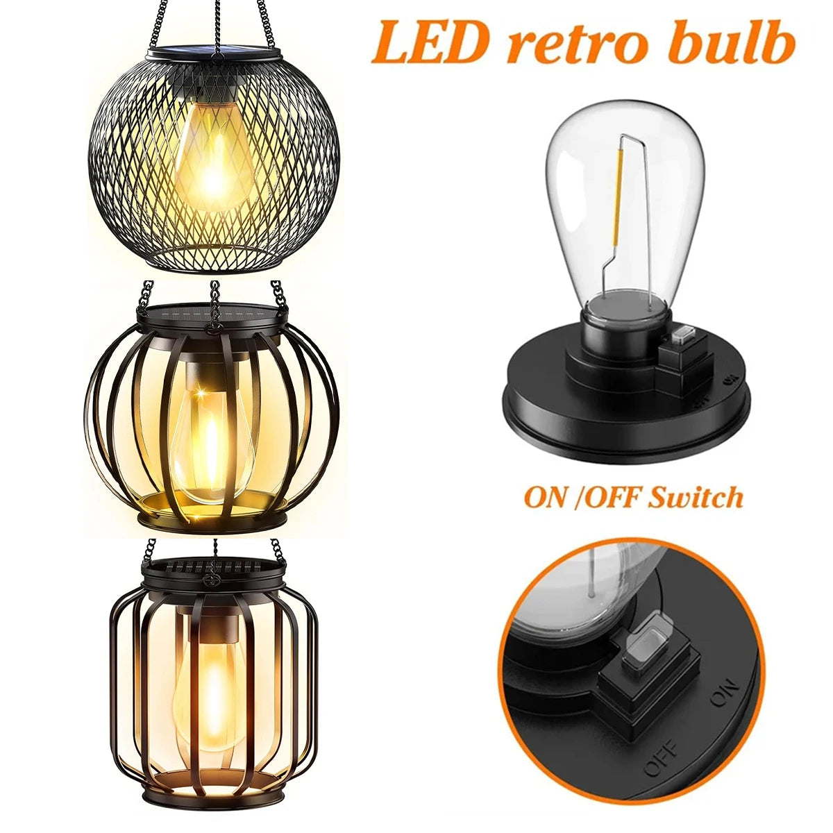 Solar Lantern Led Light 3000K Garden Lamps Auto On/Off Sensor Lights Outdoor Waterproof Patio Yard Decoraiton Decoration Hanging