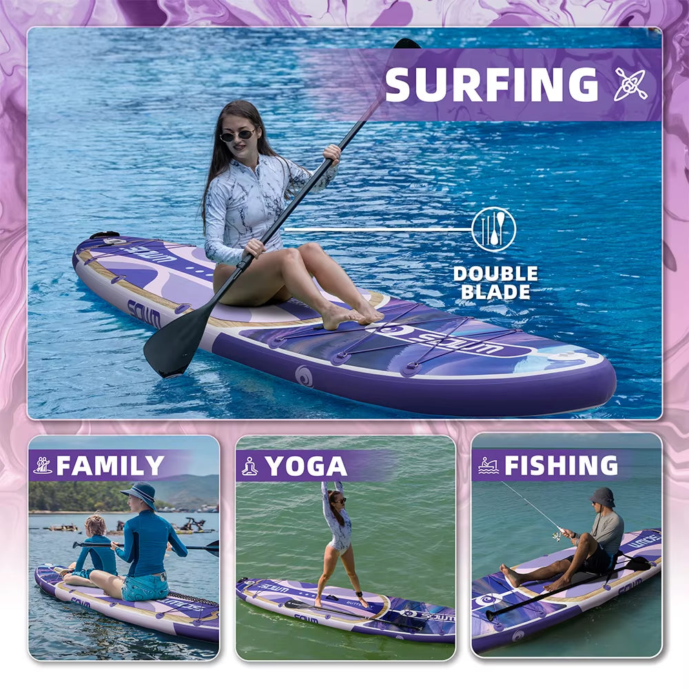SOWM SUB Waterproof Inflatable Paddle Board 11''X34''X6''Adult Standing Style Aquatic Yoga Fishing with Accessories SUP Сапборд