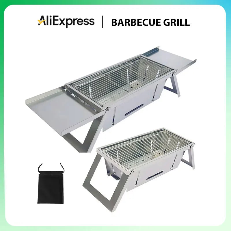 Stainless Steel Folding Barbecue Grill for Home and Outdoor Charcoal Kebabs Smokeless Portable Collapsible Barbecue