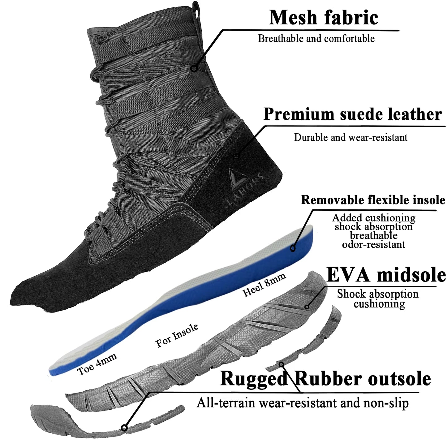 Lightweight Suede Leather Tactical Combat Boots Men Outdoor Hiking Desert Army Shoes Breathable Male Ankle Boots Man Made